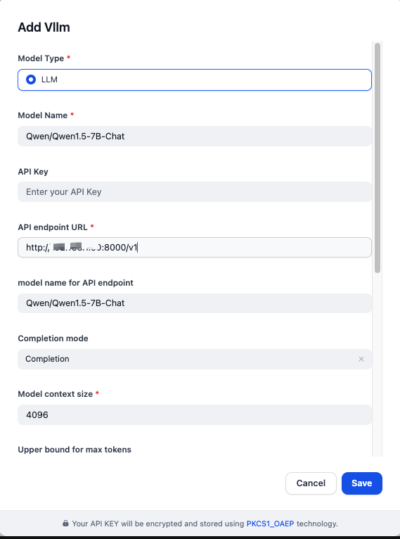Dify settings screen